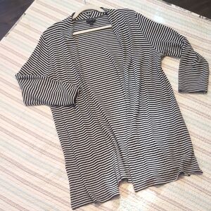 J. Jill Black and White Striped Cardigan
